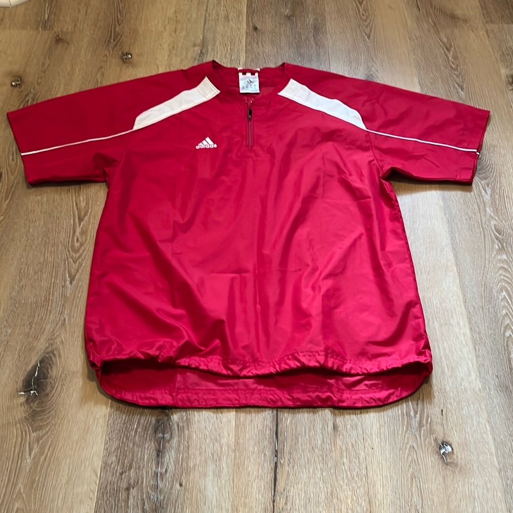 Adidas Climaproof Mens Small Ted Zip Short Sleeve Pockets Wind Shirt Logo